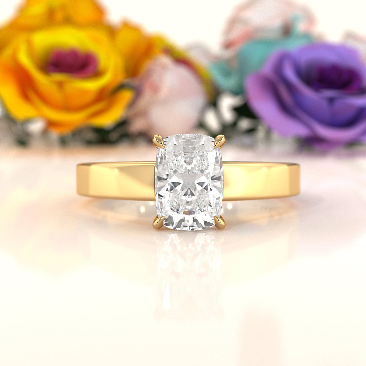 3.5mm Cathedral Style Flat Edge Solitaire Lab Grown Diamond IGI Certified Engagement Ring 4g Setting 1.00 Ctw.